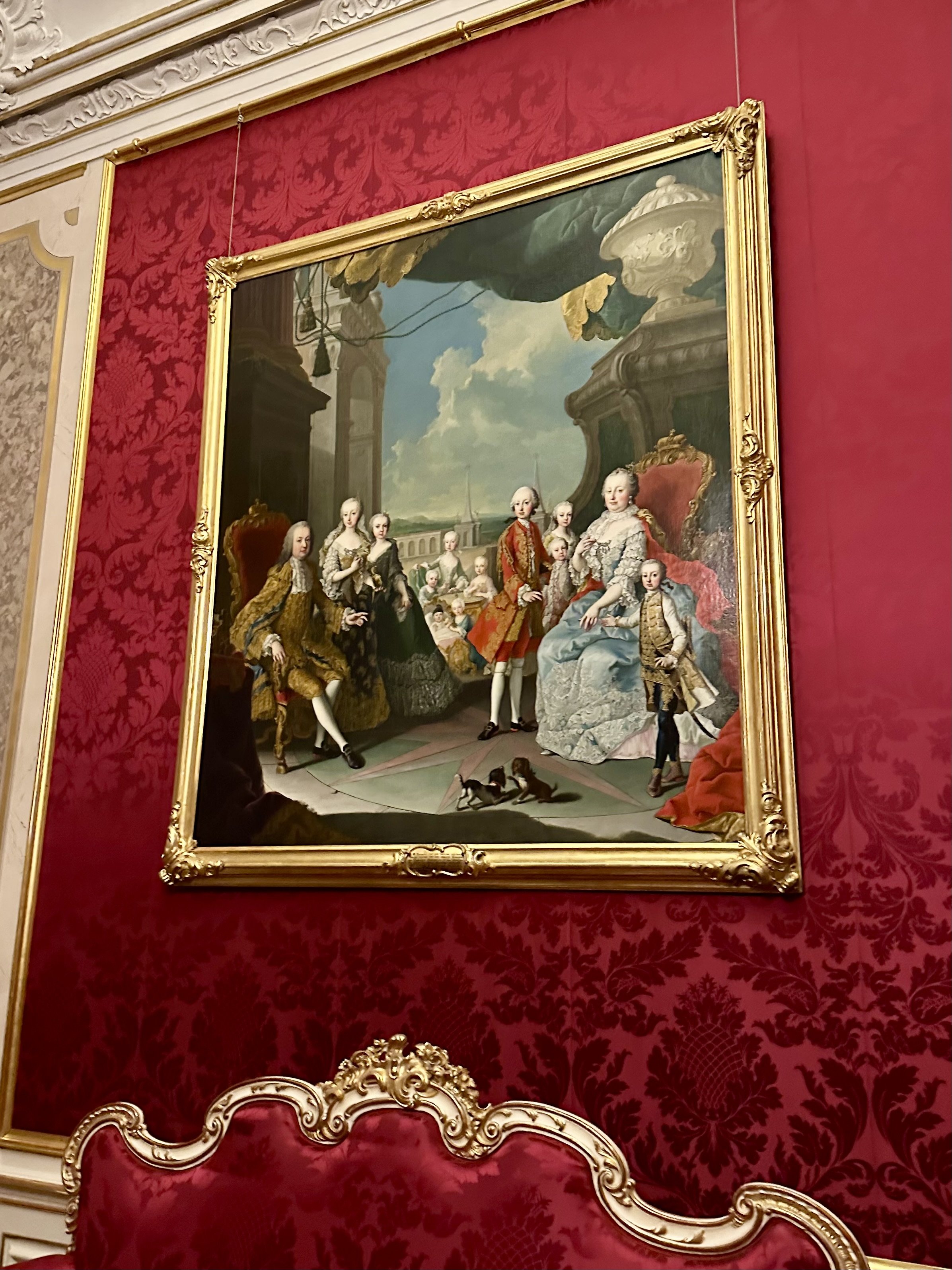 Family portrait of Emperor Franz I, Maria Theresa, and 9 of their 16 children