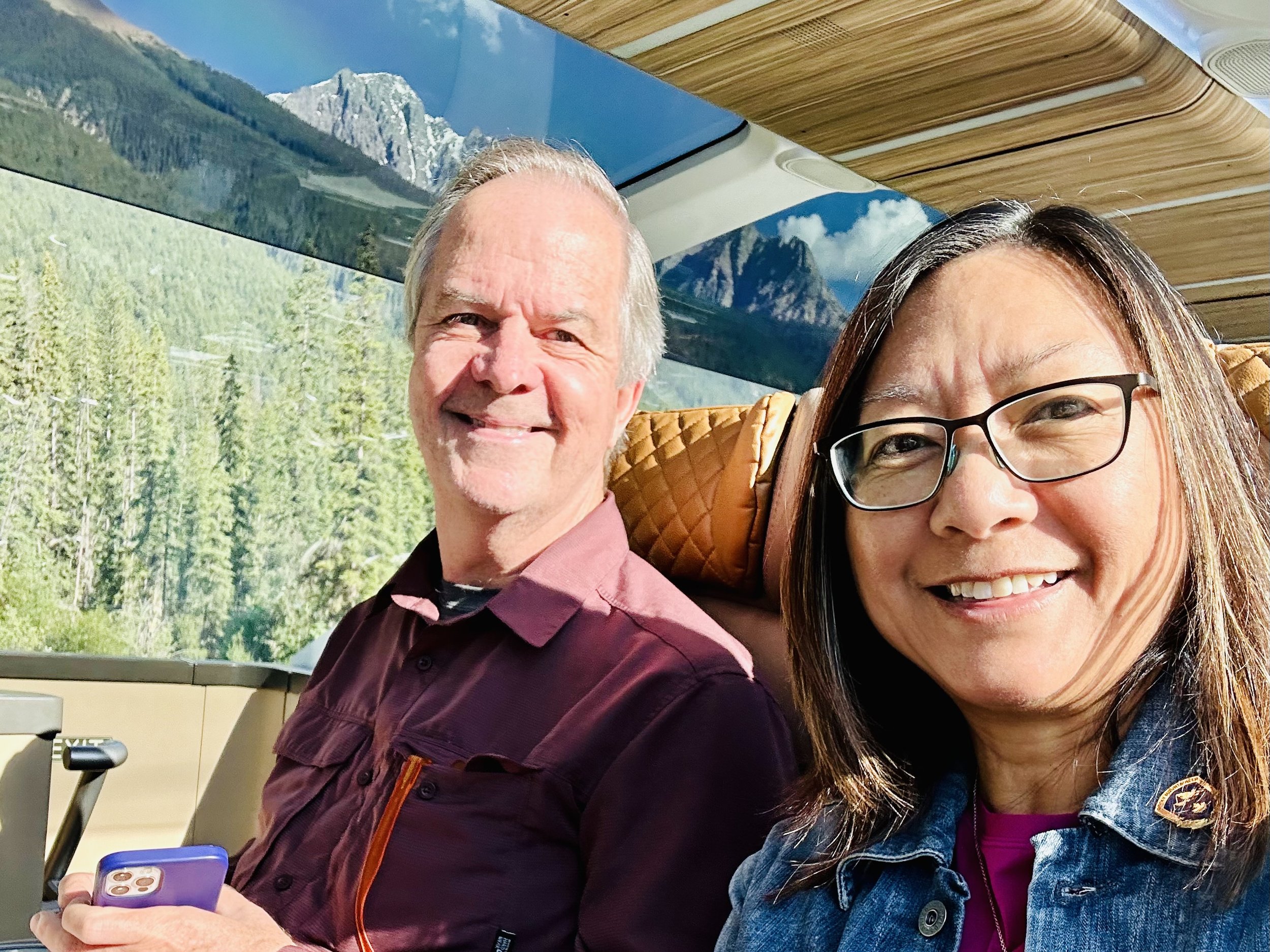 Still smiling after a long day on the train!
