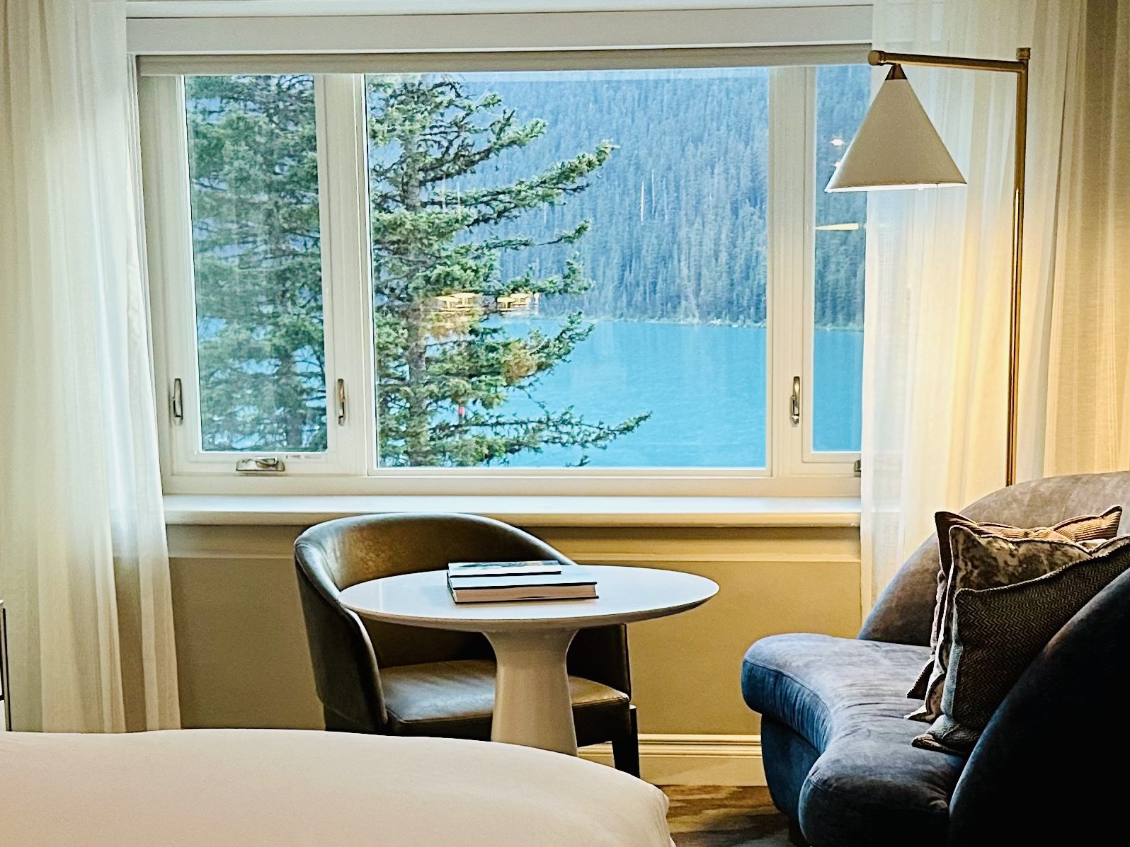Our hotel room with a view of Lake Louise