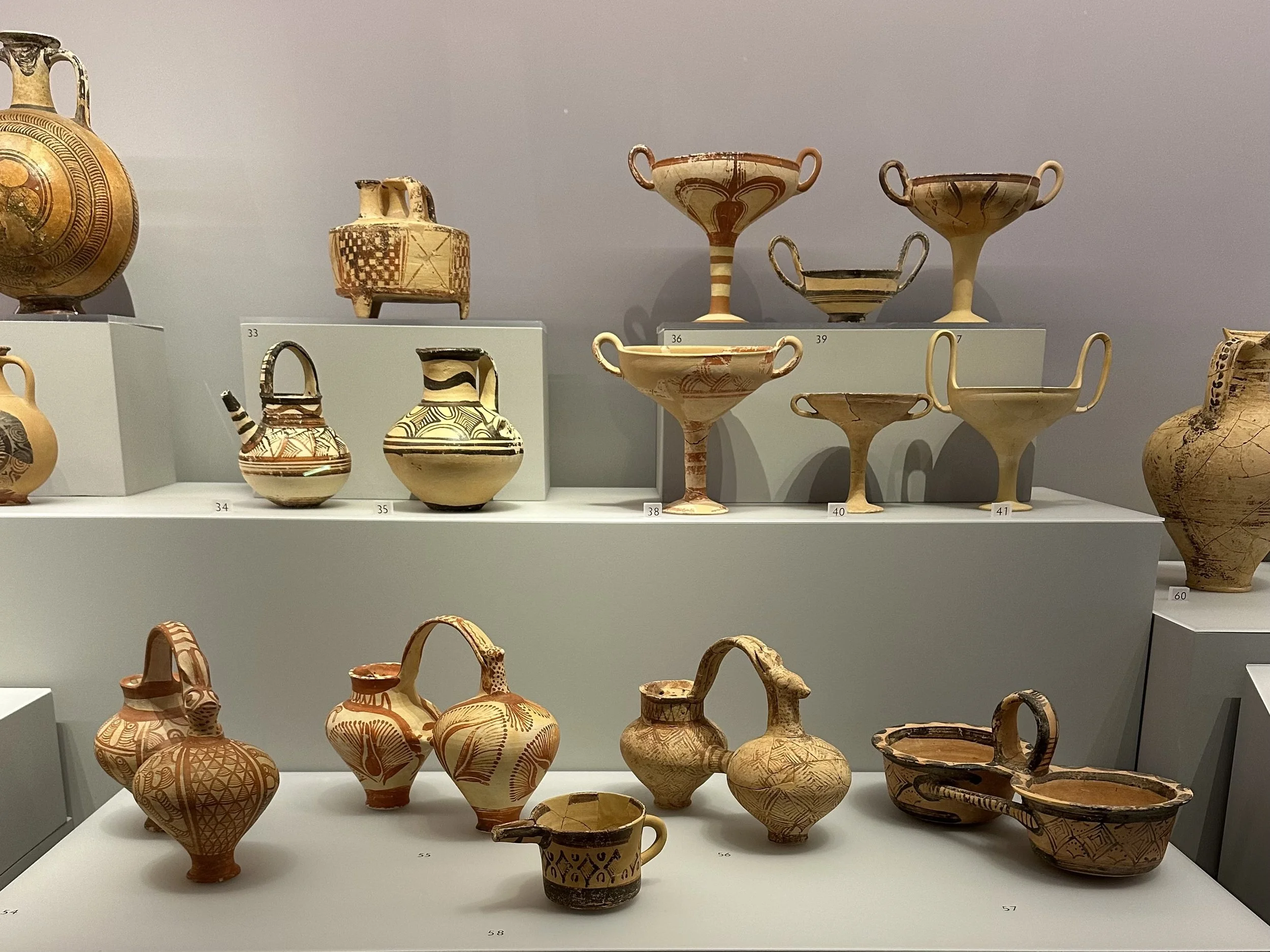  Kylikes (wine cups) with raised handles and double ritual vases, 1300-1250 BCE 