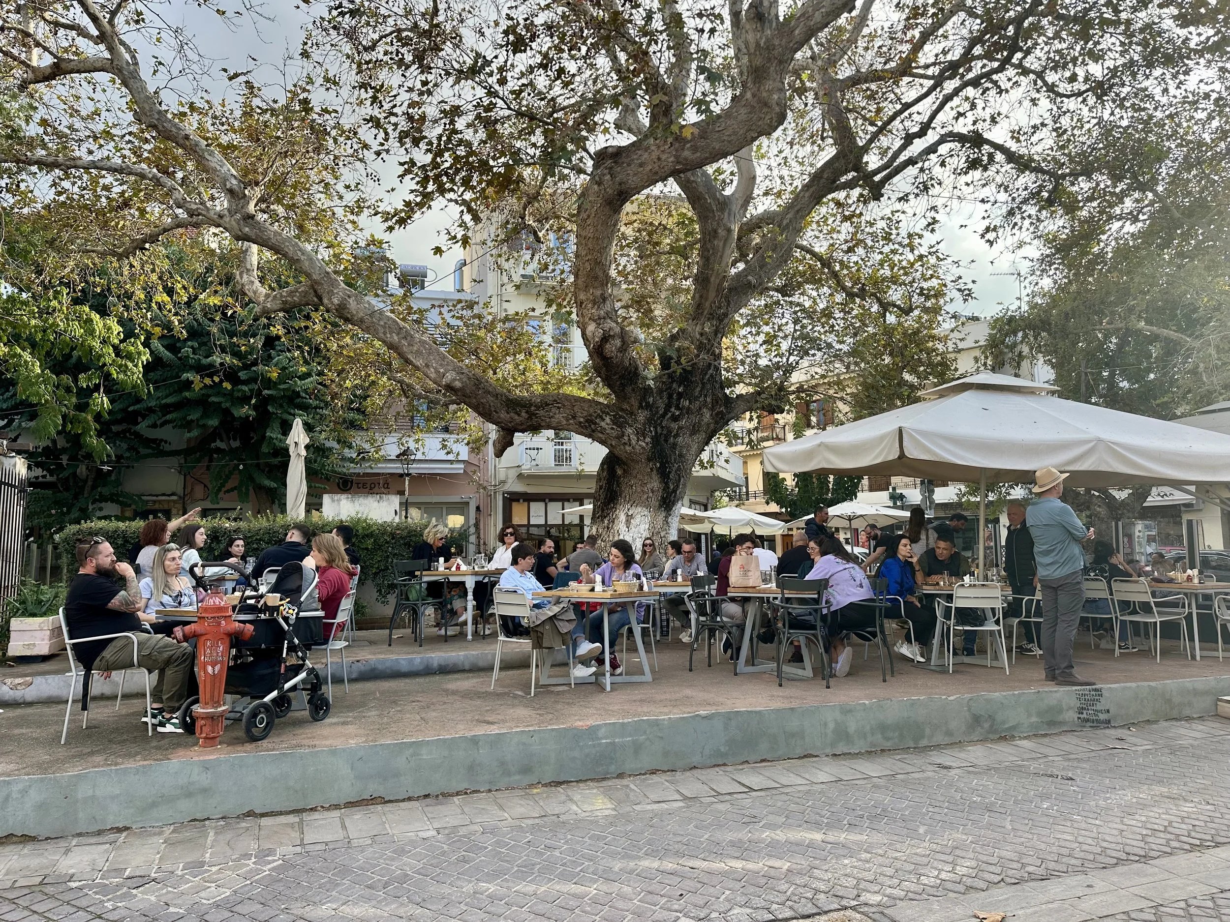 Kouzina tables in Splantzia Square