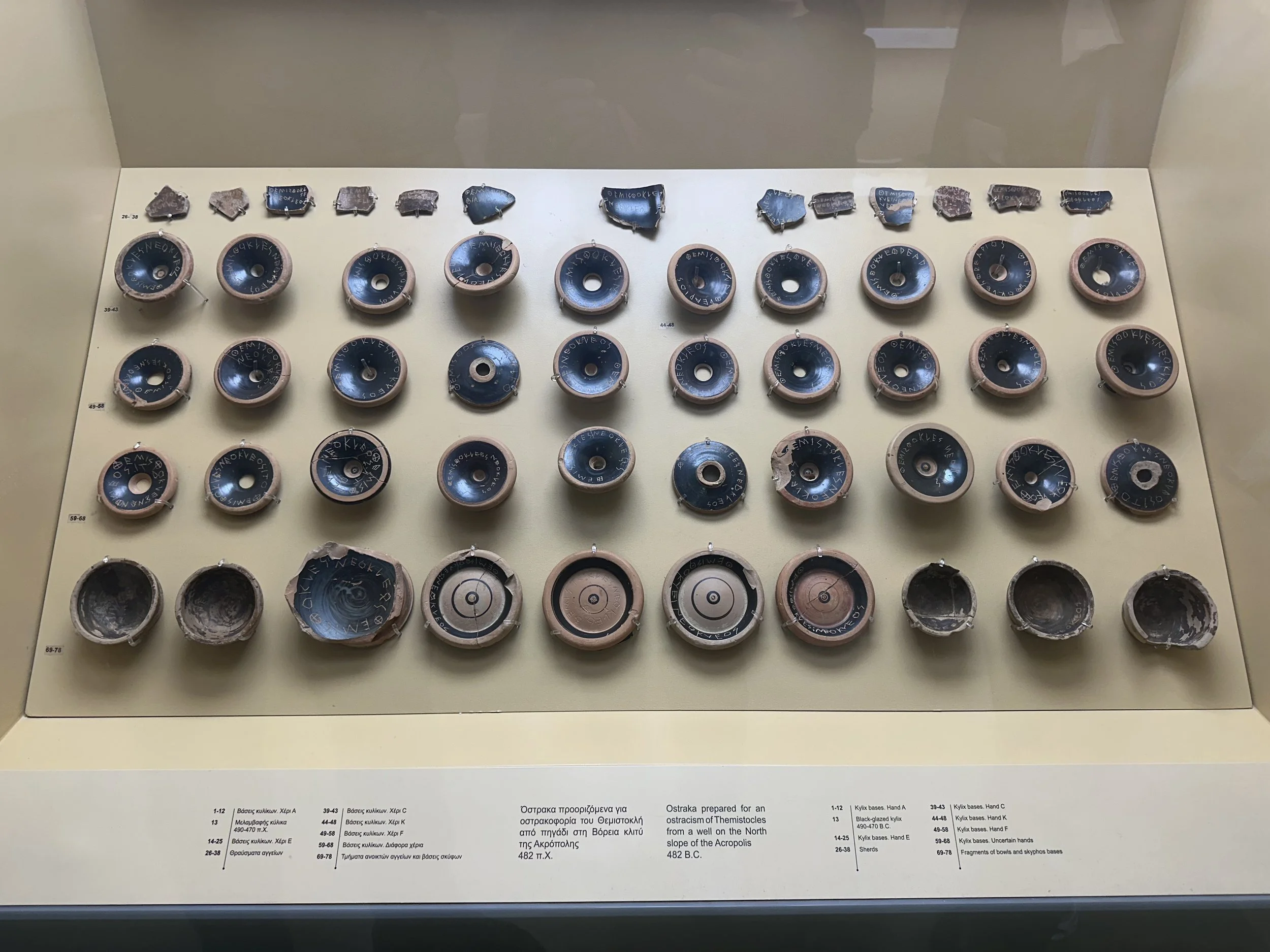 Ostraka (pottery shard ballots) prepared for an ostracism of Themistocles