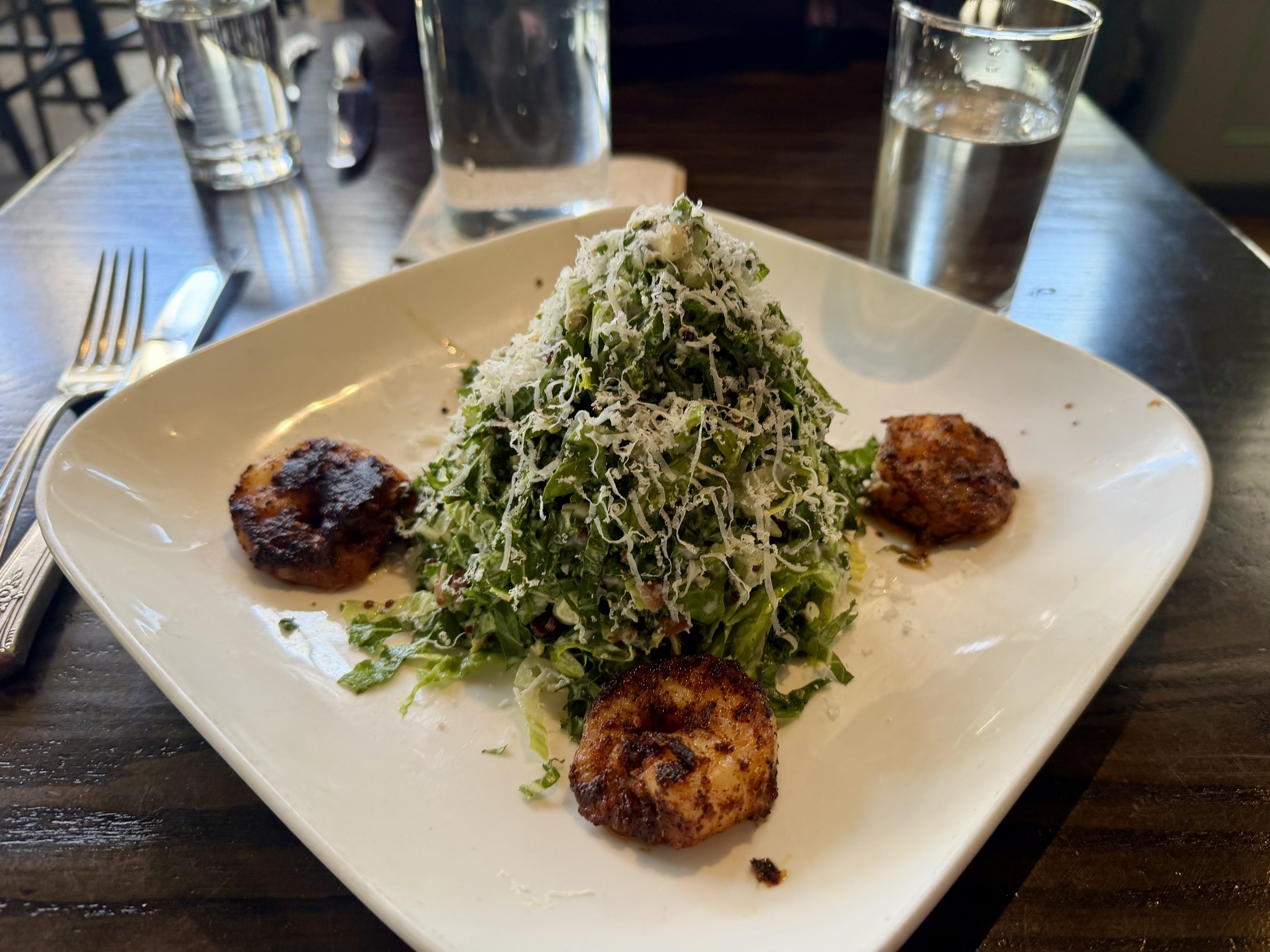 Kale Salad with Blackened Shrimp