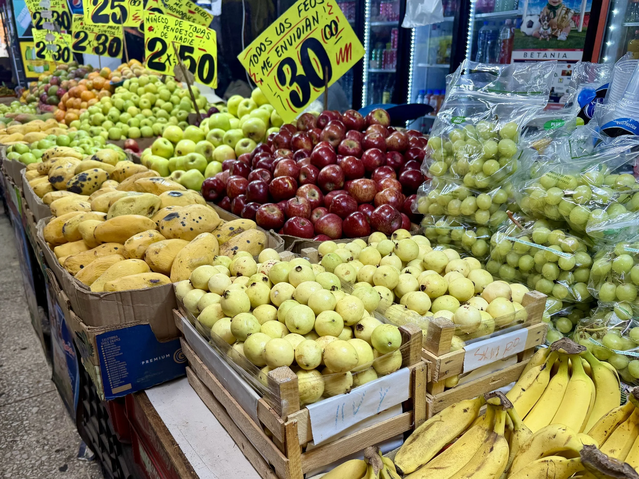 Mangoes, apples, yellow guavas