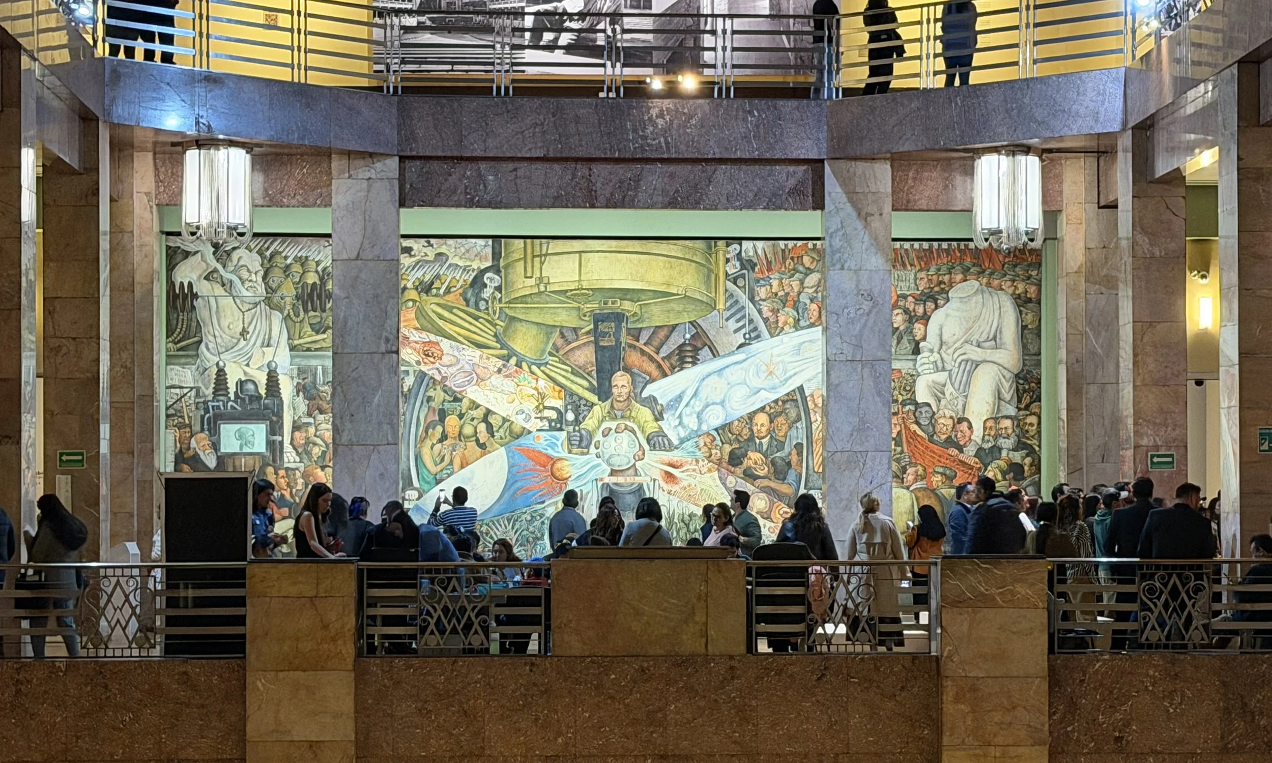 As seen from the far side of the hall