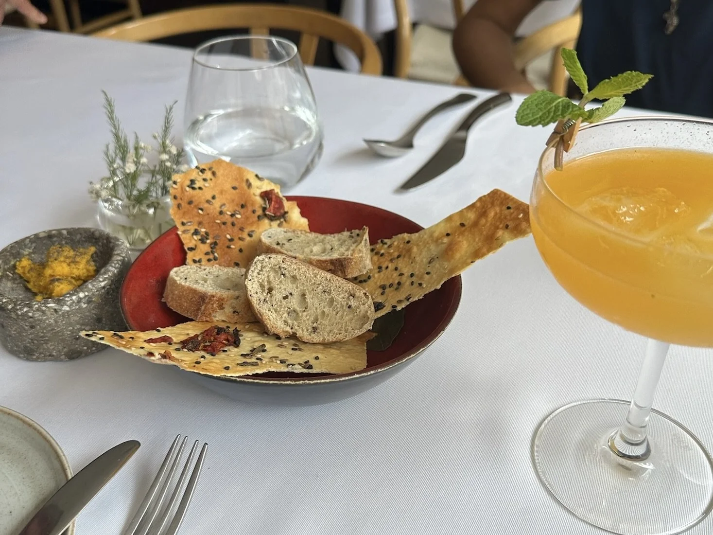 Home made lavash with carrot butter