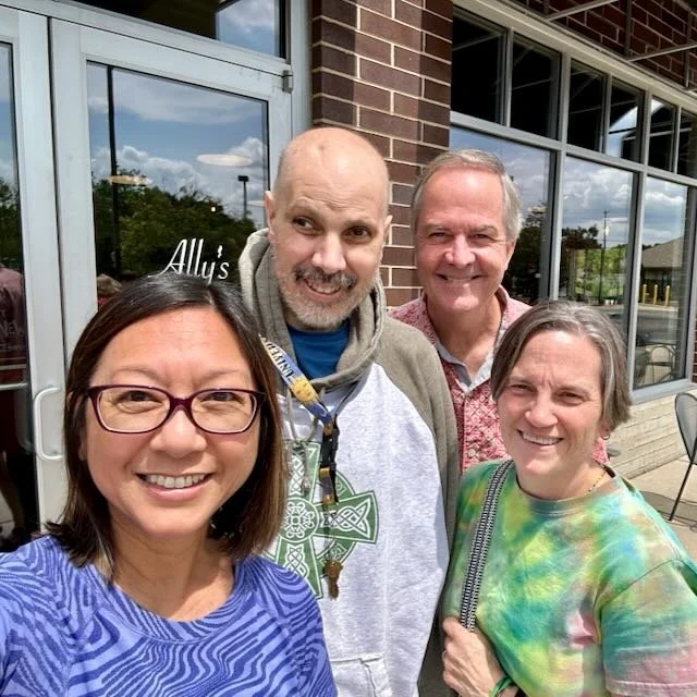 With his sister Annemarie, Steve, and me in 2024