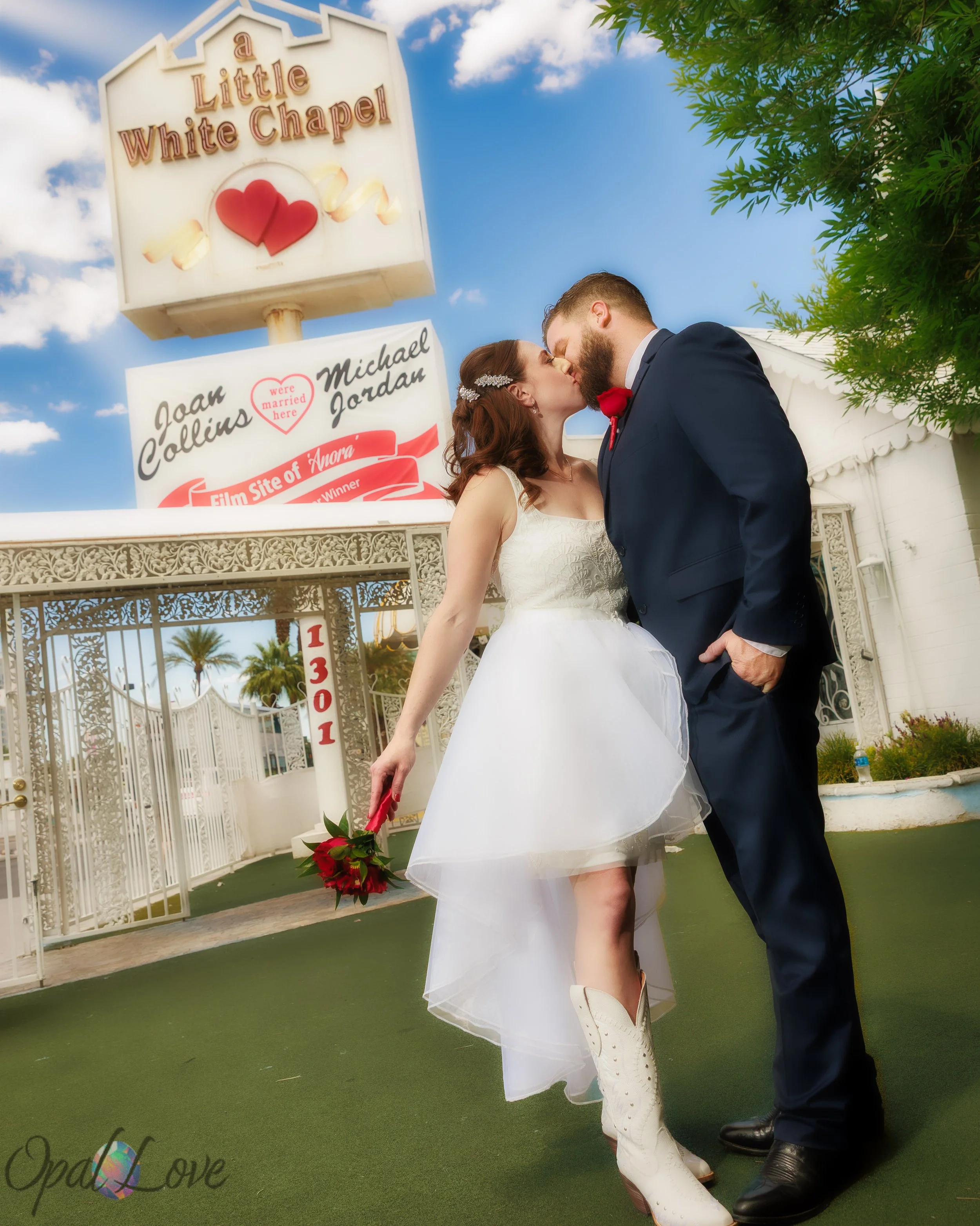 Couple getting married at Little White Wedding Chapel in Las Vegas