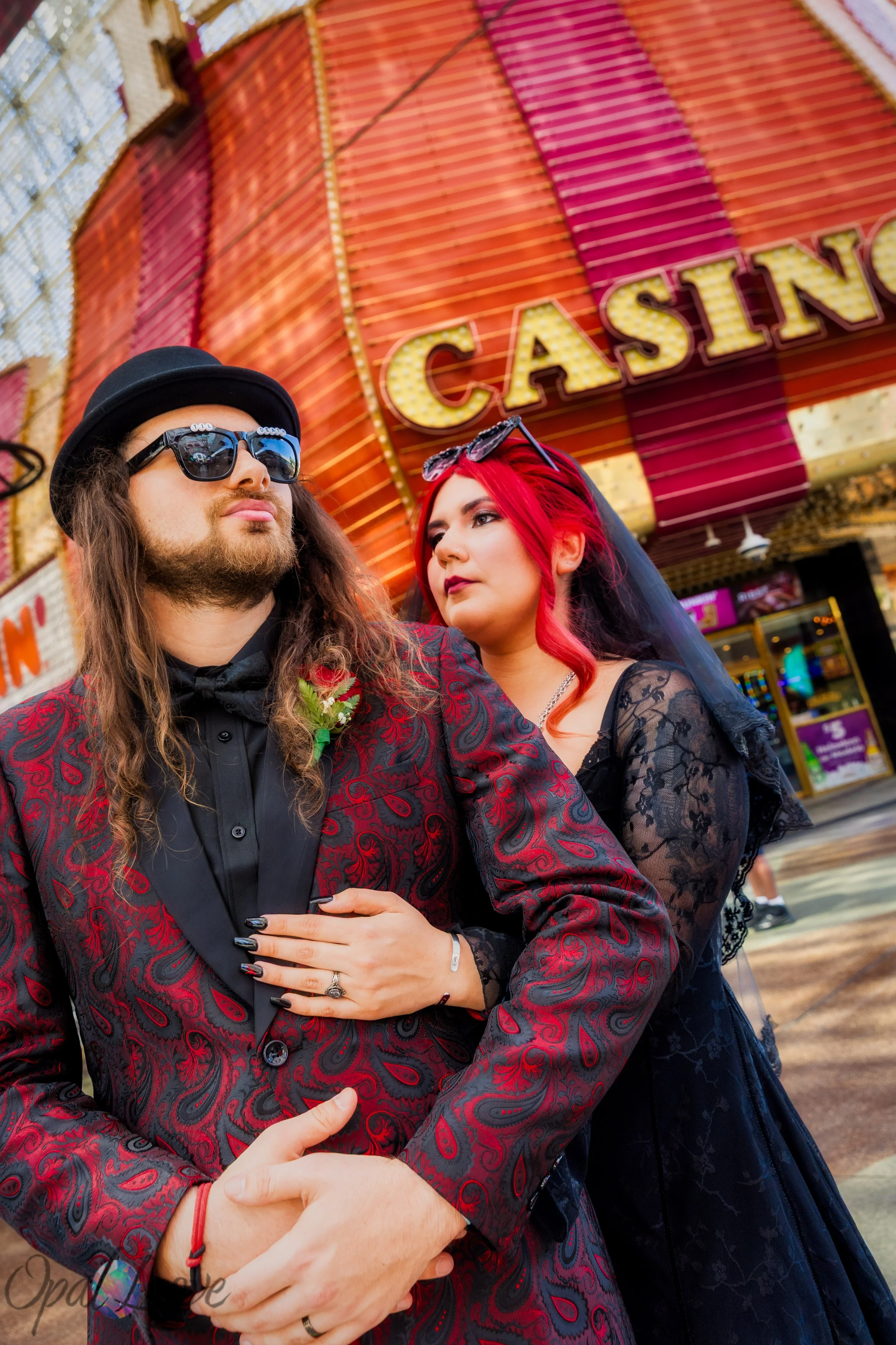 Gothic Wedding Style on Fremont Street in Downtown Las Vegas