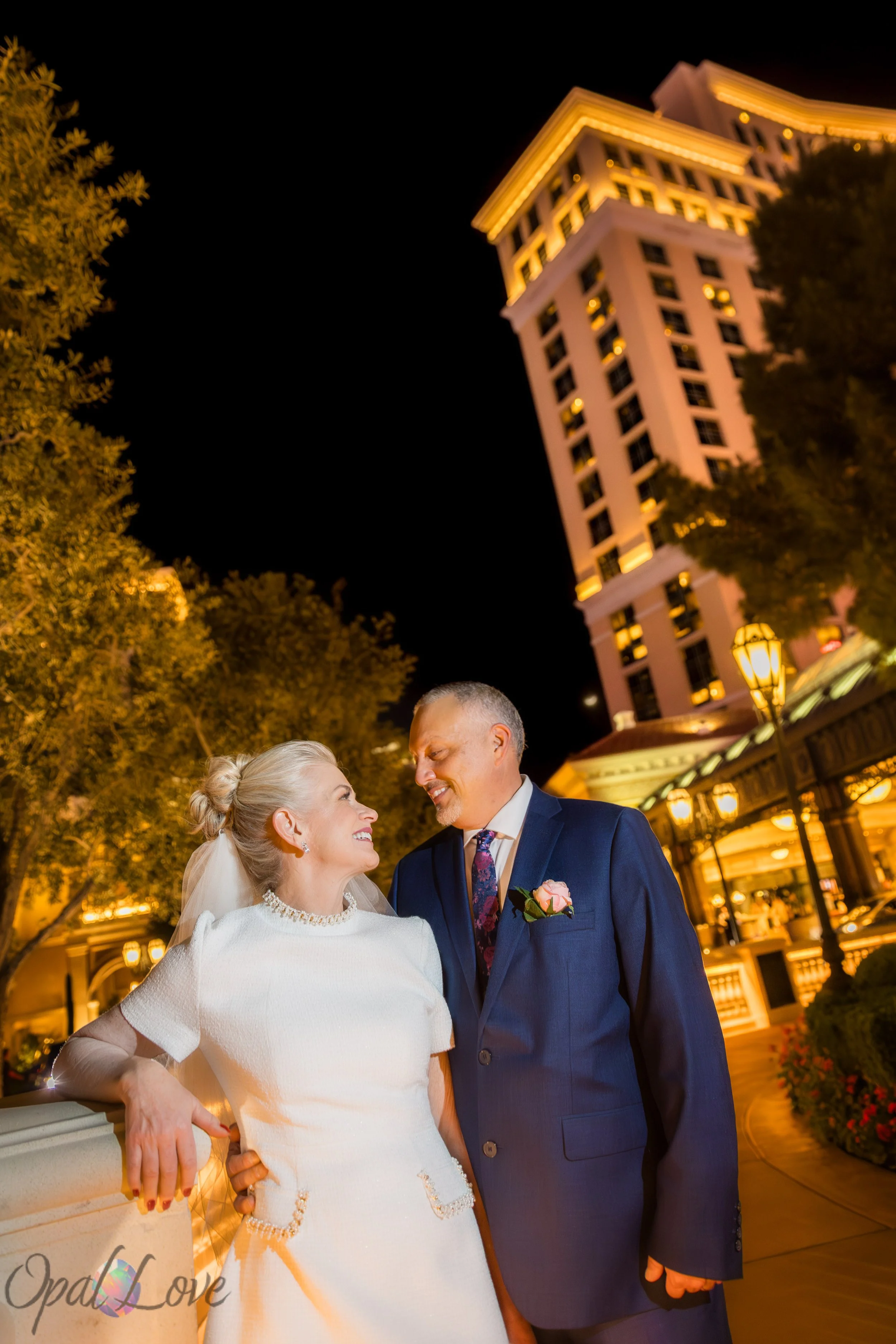 Nighttime Las Vegas Strip wedding portraits Paris Las Vegas
