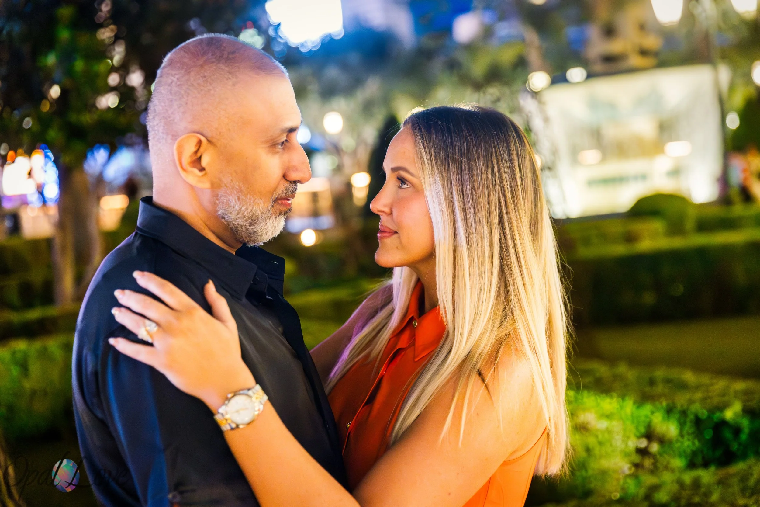 Couple portrait inside the Bellagio Conservatory and Gardens during a Las Vegas photo session
