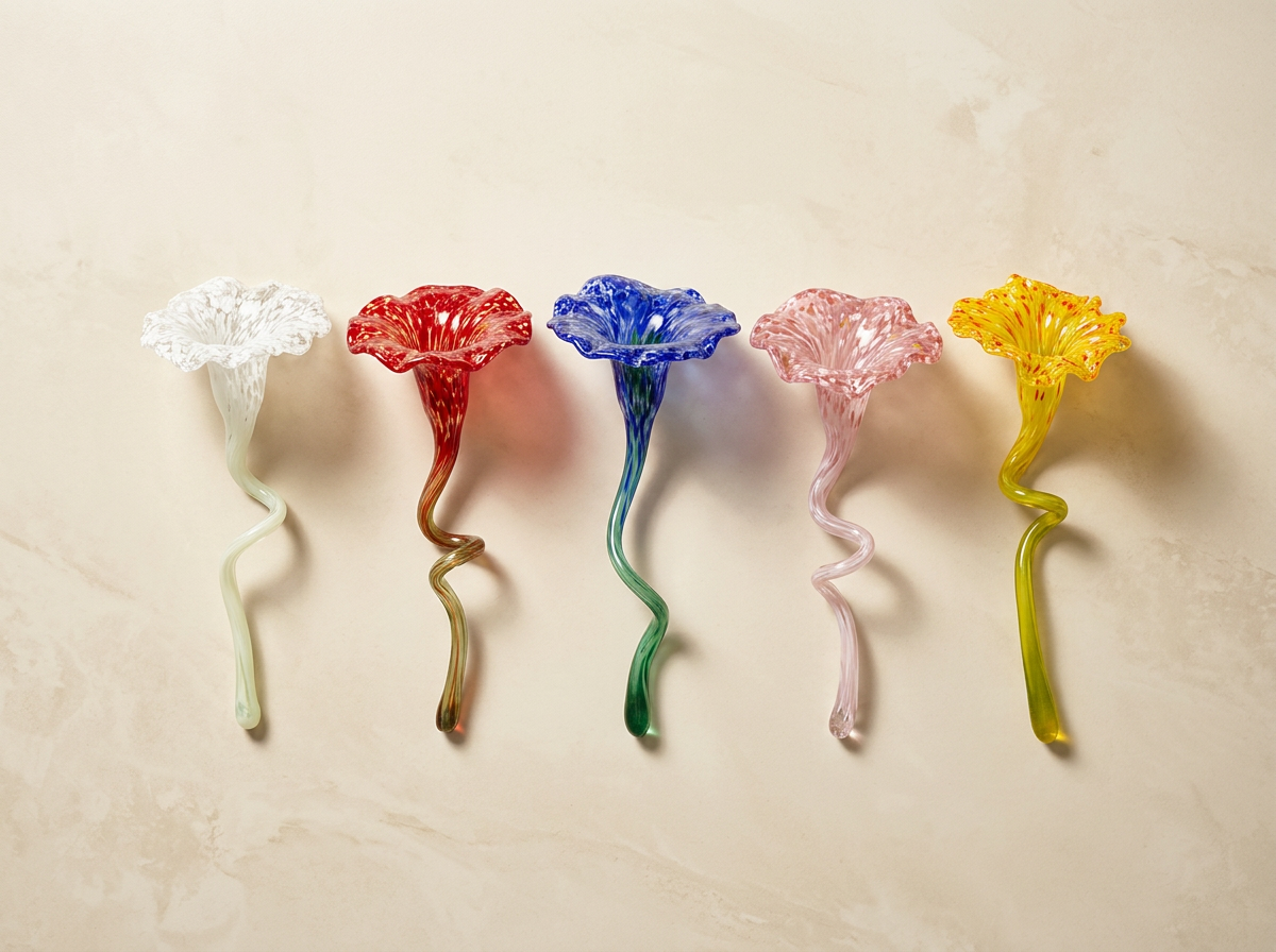 Set of 5 colored flowers