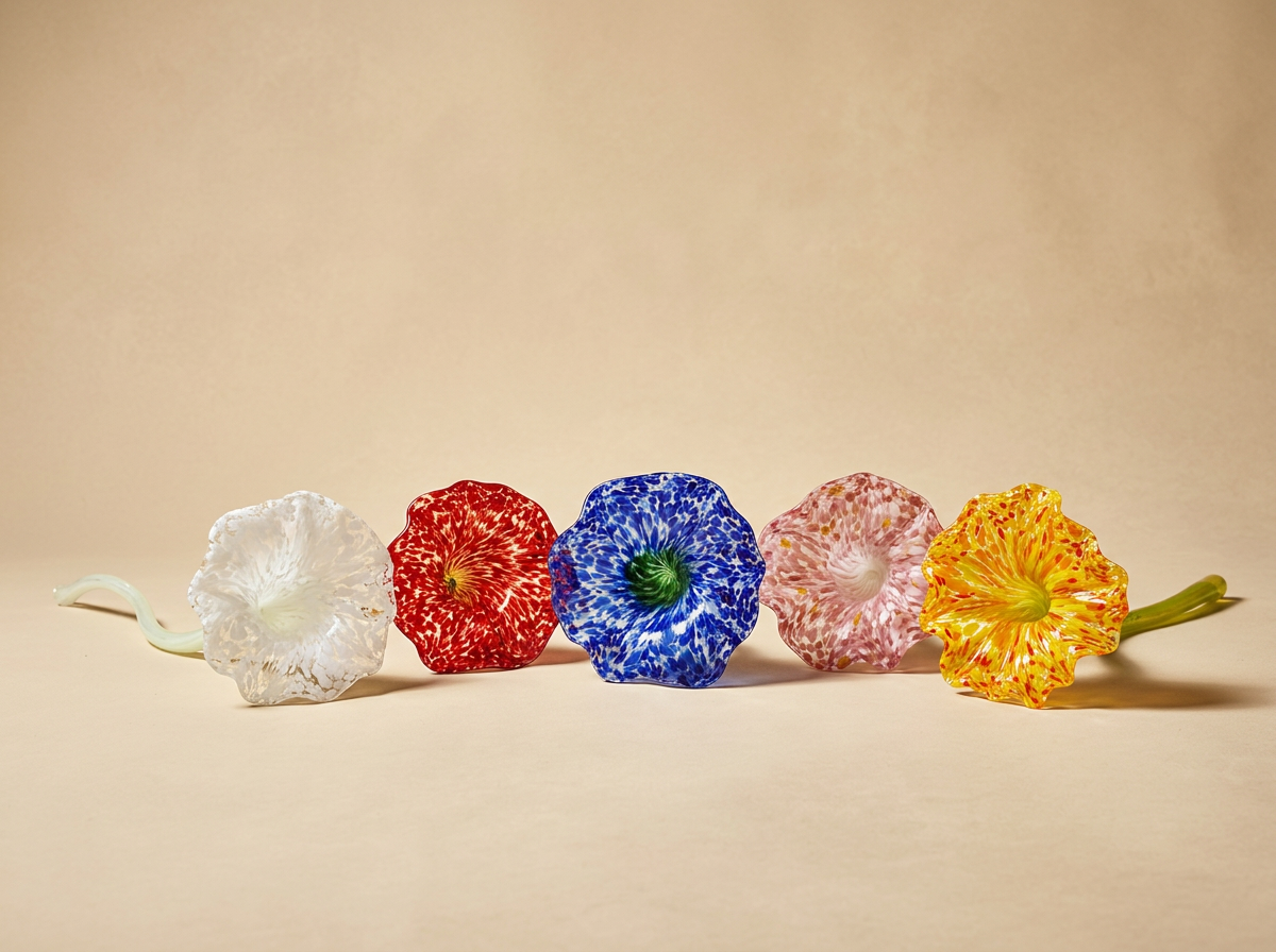 Set of 5 colored flowers