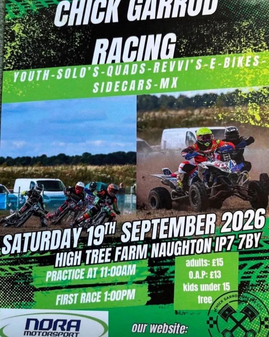 We were honoured to have Chick Garrod Racing with us at our show showcasing the good work they&rsquo;re doing keeping Grass Track racing alive in Suffolk. Show your support this Saturday and pop along to the last meet in the calendar this year.