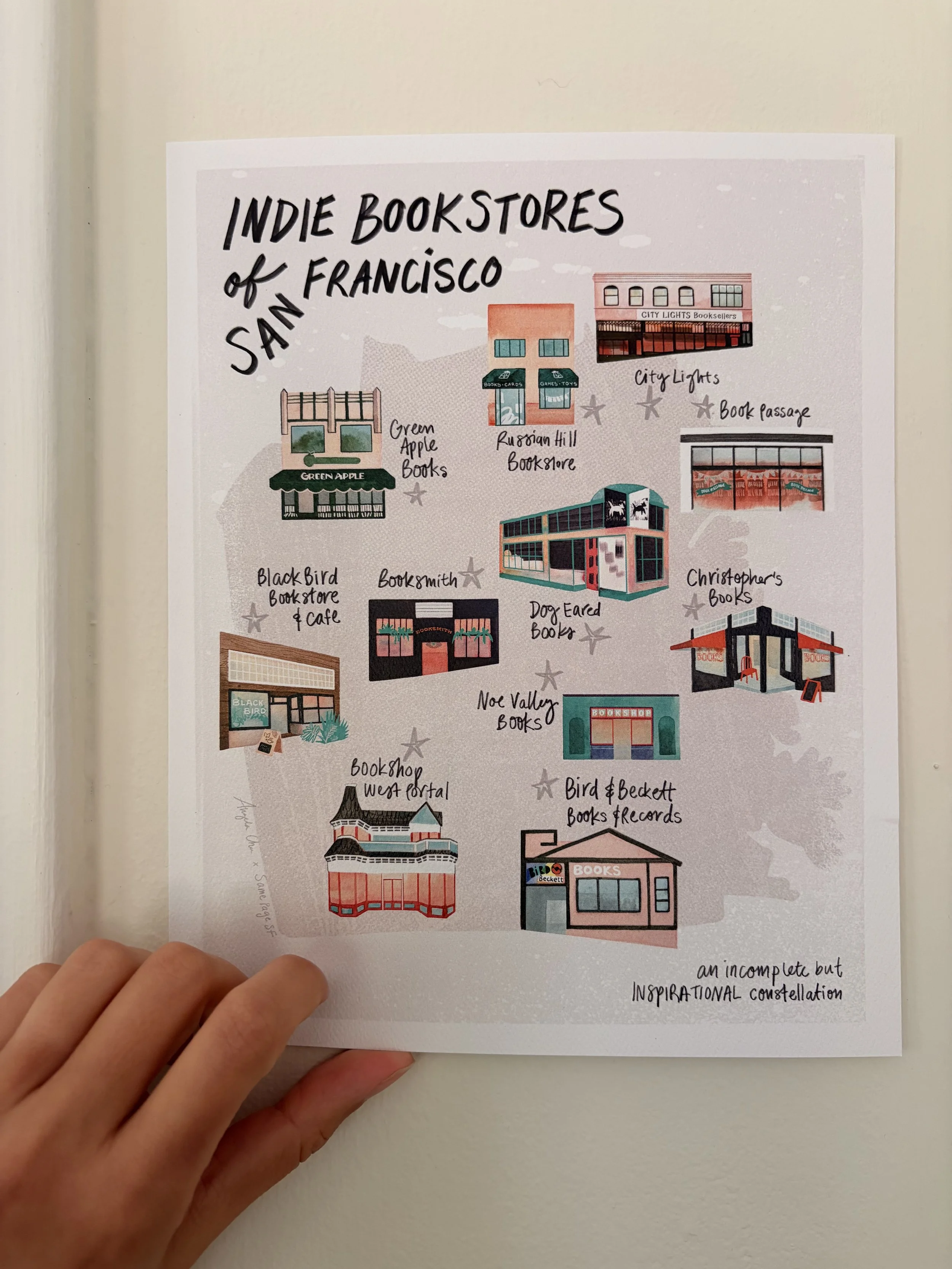 Watercolor Art of San Francisco's Indie Bookstores by Angela Chu
