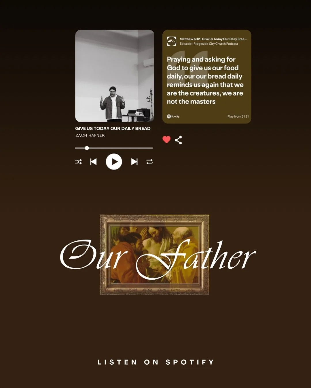Our latest sermon is up on Spotify! Listen, share with a friend who might need to hear, and we&rsquo;ll see you next Sunday at 10am to continue in the &ldquo;Our Father&rdquo; series. 🎧🍷📖🕊️🥖