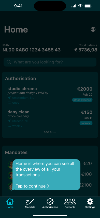 Onboarding: home