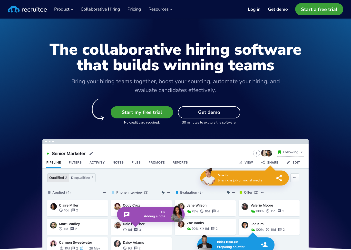 Recruitee: HR SaaS website