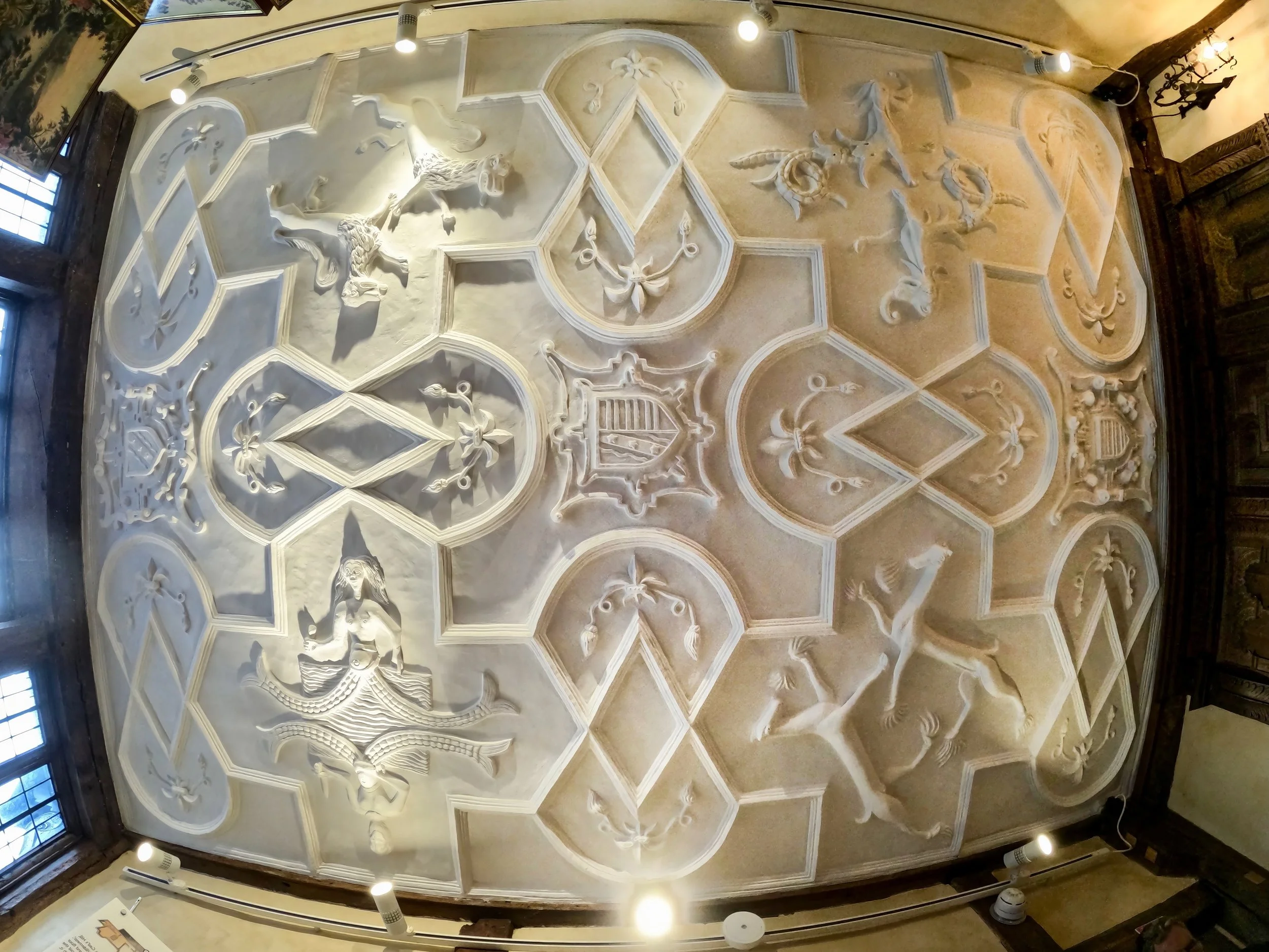 Ornate Plaster Ceilings in Eastgate House, Rochester
