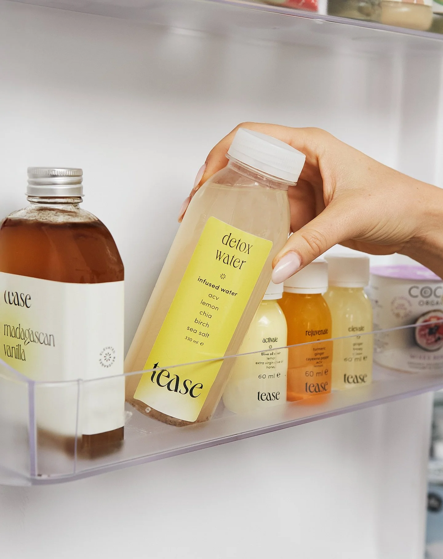 The only way to stock your fridge 💛

Items included: 
✨ sugar free madagacan vanilla
✨ infused detox water
✨ activate, rejuvenate &amp; elevate shot

📍 All available from South Kensington, Mayfair &amp; on Deliveroo.

💫 100 refined sugar free, alw