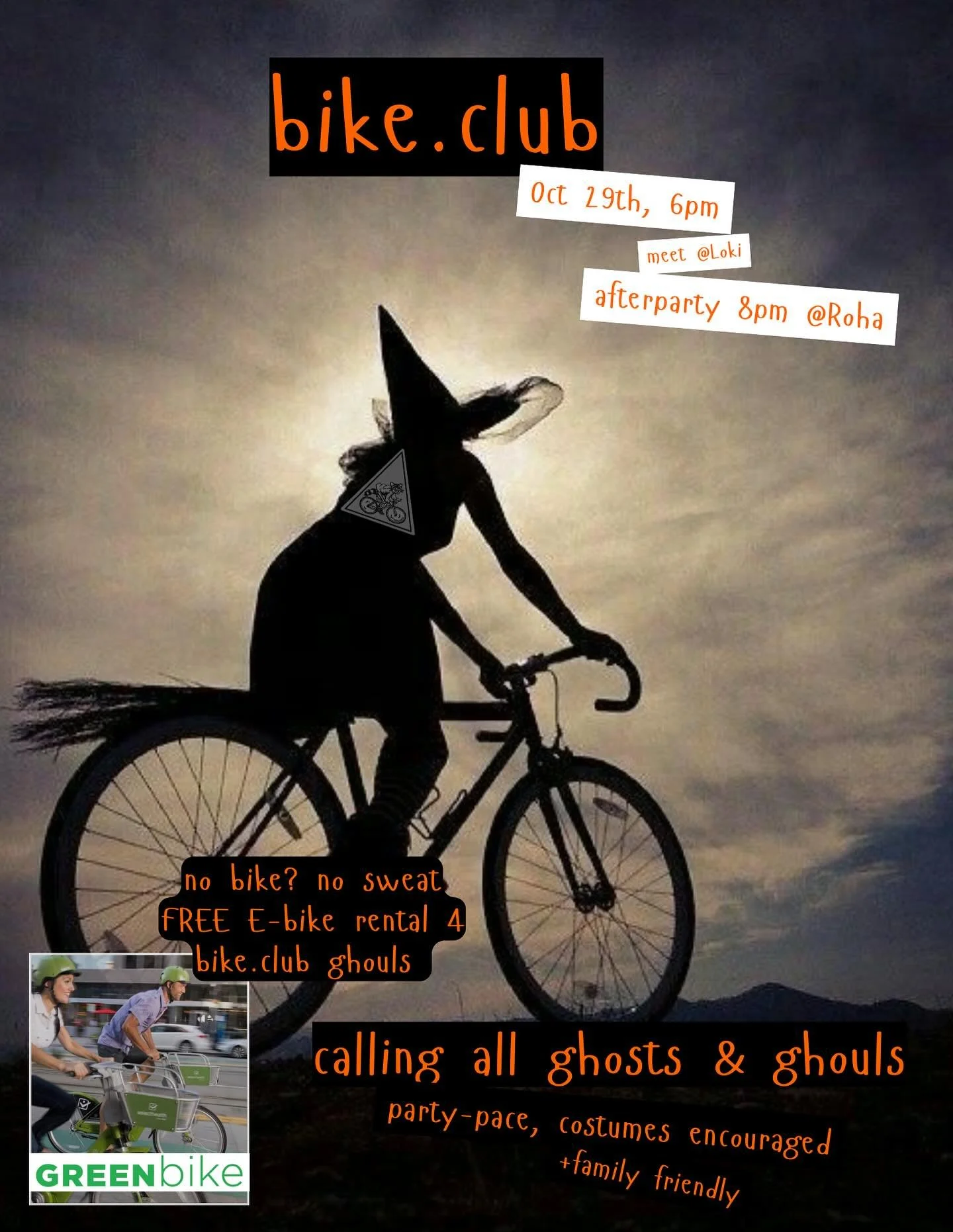 🎃Halloween Ride 🎃
No bike? No sweat.. show up for a free ride in @greenbikeutah 
Wednesday 10/29 (6-8pm)
6pm meet @lokicoffeeco 
10 mile party paced ~2hrs 
Costumes mandatory
All bikes welcome
Difficulty intermediate 
Just show up 
DJ and music p