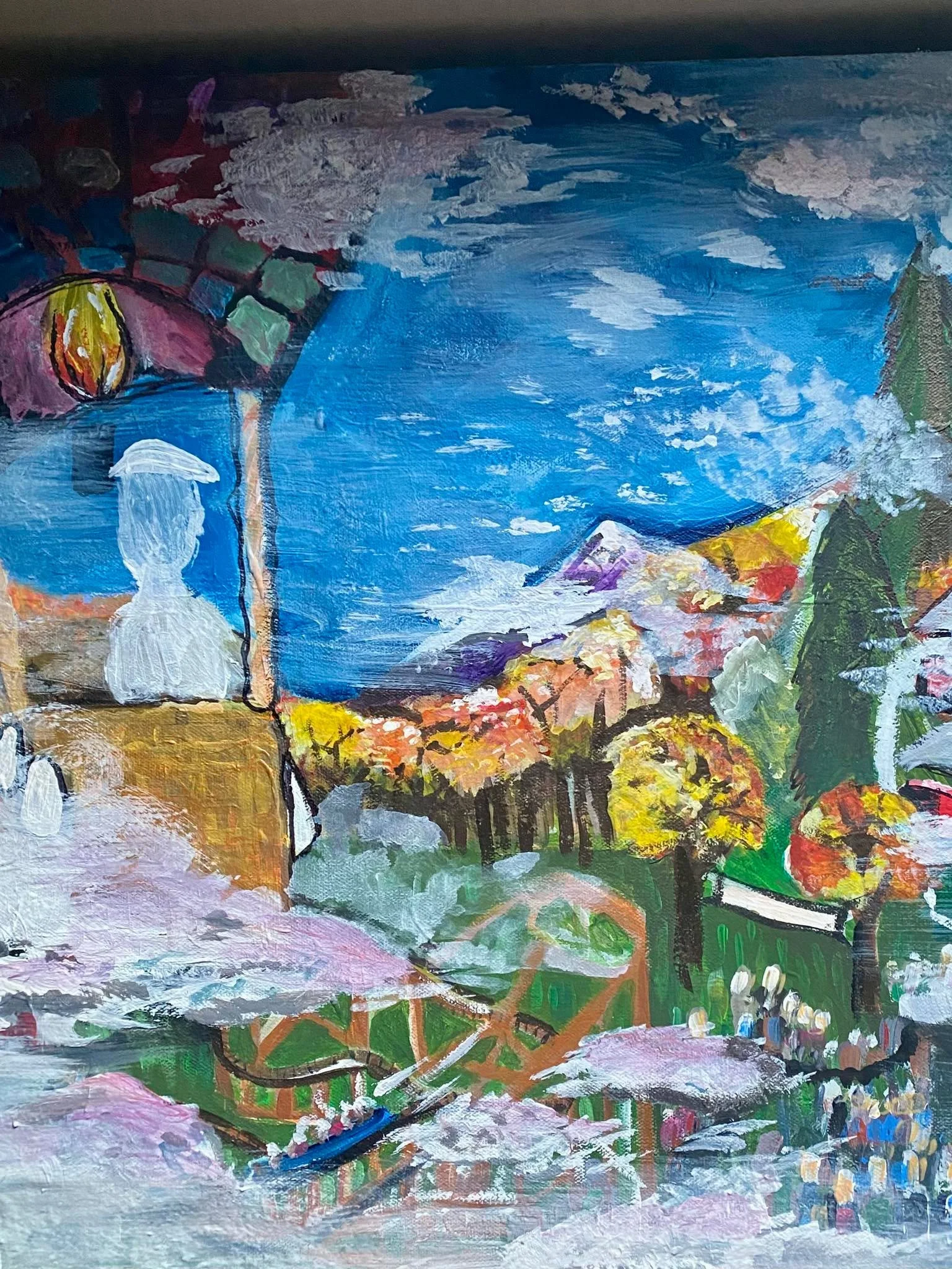 Adding some clouds to my hot air balloon painting for some forced perspective