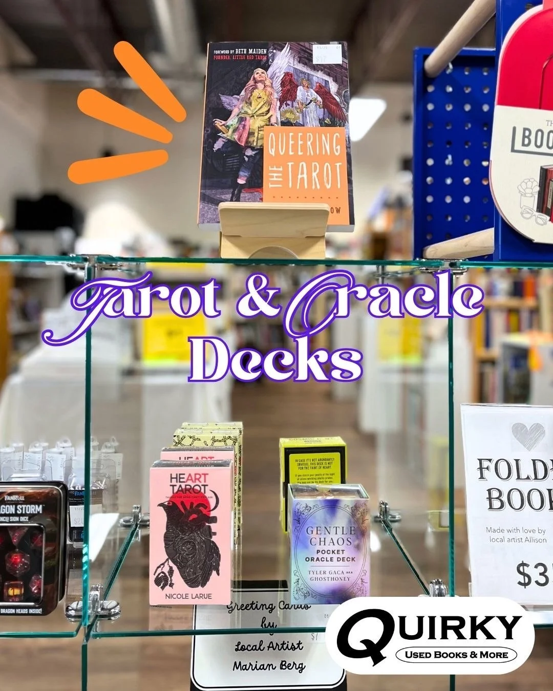 More tarot and oracle decks! Find unique new and used decks in the front of the store.

#tarot #bookstore #supportlocal #gifts