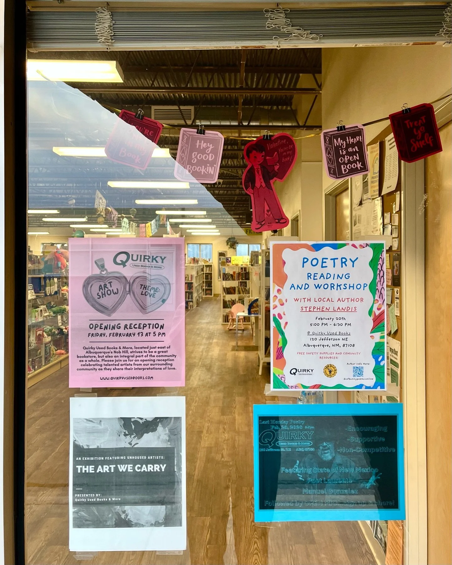 Our February events are coming up! 
February 13th community art show
February 20th poetry reading and workshop
February 23rd last Monday poetry readings

#abq #bookstore #poetry #artshow #supportlocal