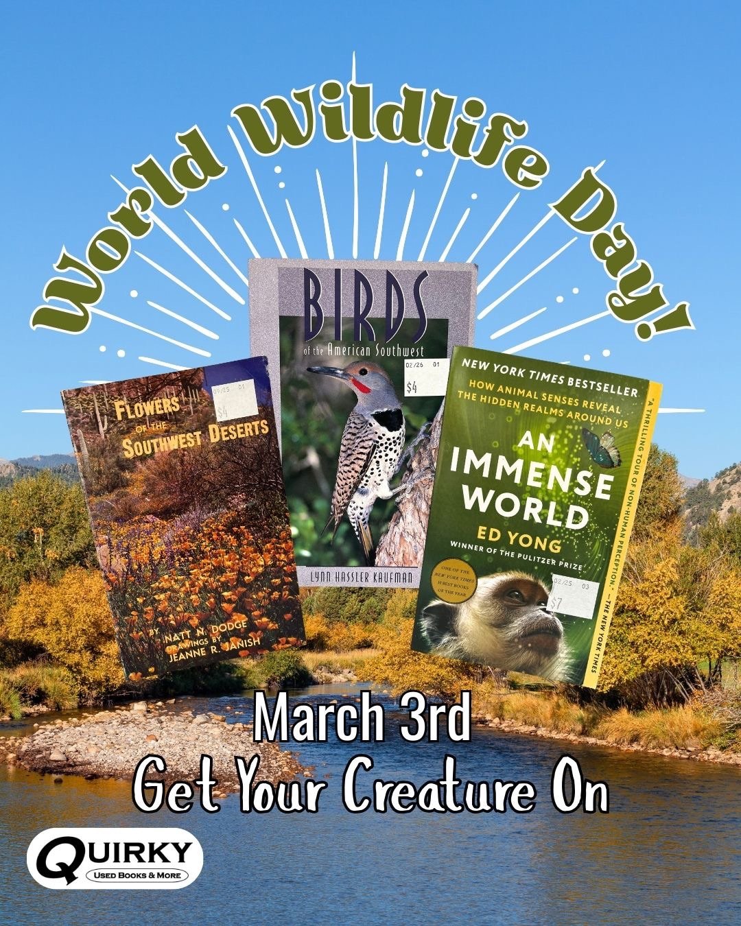 It&rsquo;s National Wildlife Day! Celebrate by transforming into your creature self and choosing your next favorite nature book🦎 
#wildlife #nature #books #supportsmall