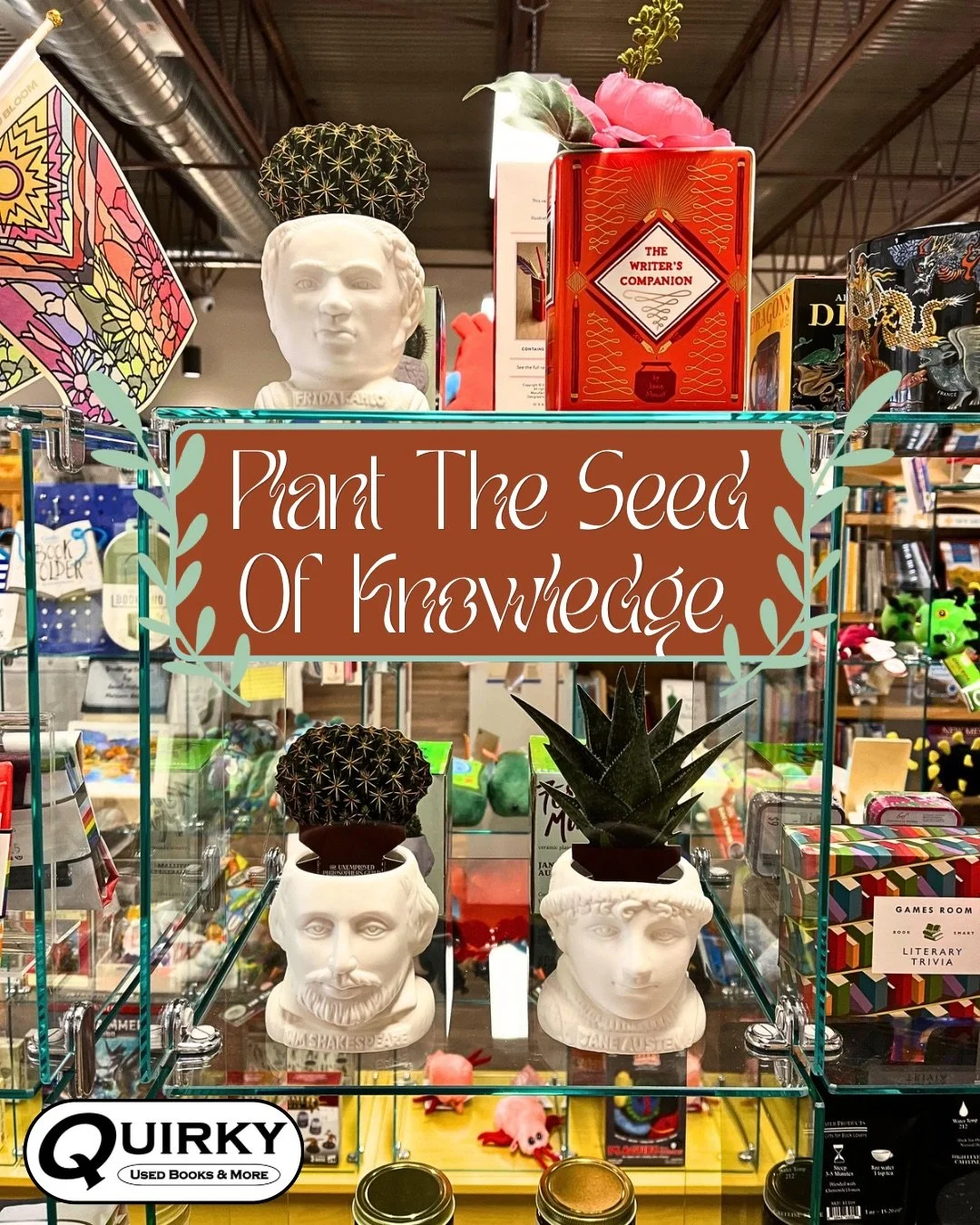 Use that knowledge of yours to grow a plant inside some of the worlds iconic minds! Find these new planters at the front of the store🌷