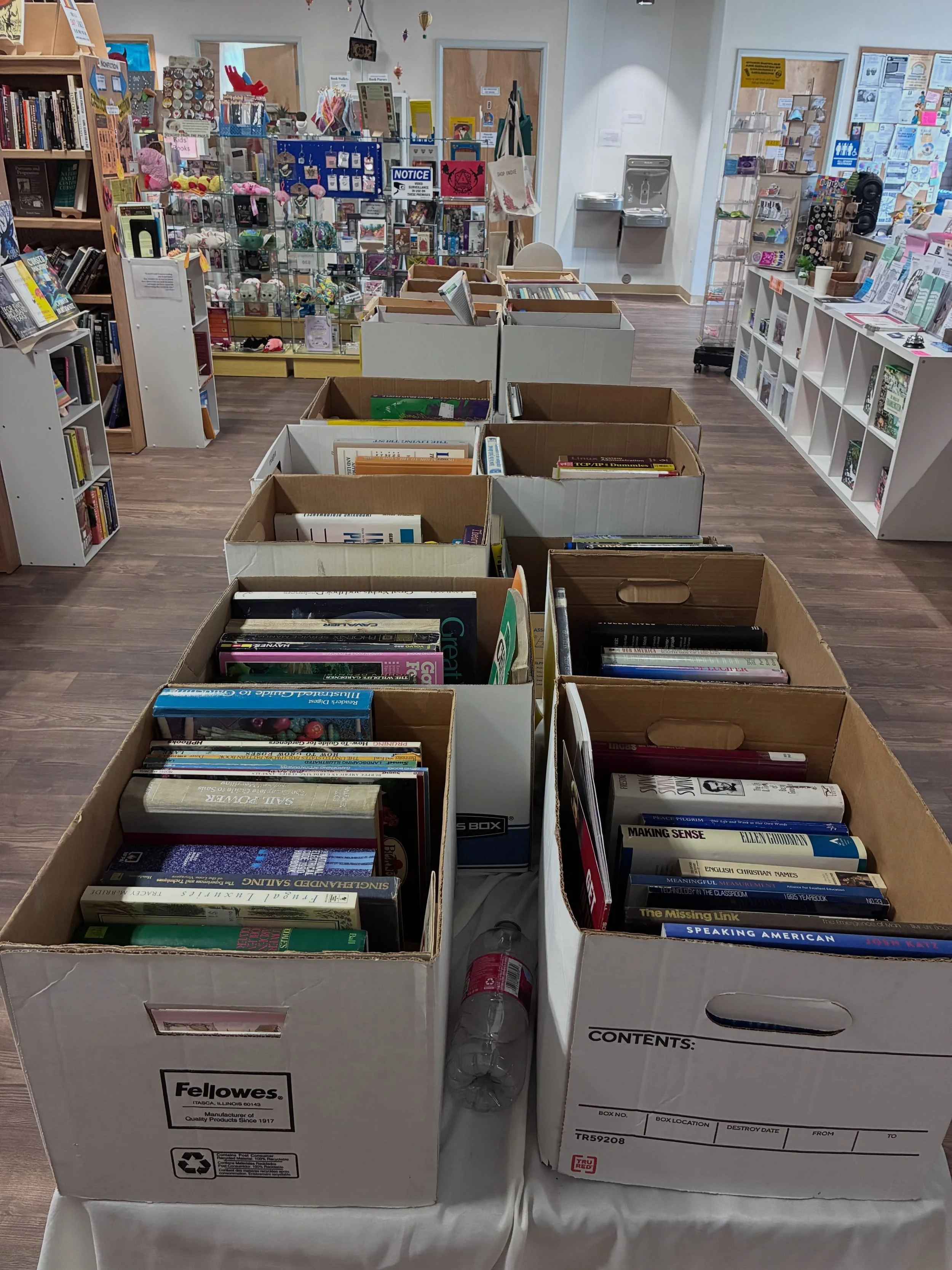 We just reset our $1 and below tables! Come browse! We have fiction of many genres &amp; non fiction on subjects far and wide! All for less than a buck! We have free magazines, too! (We could use more magazines, so if you were thinking of making a do