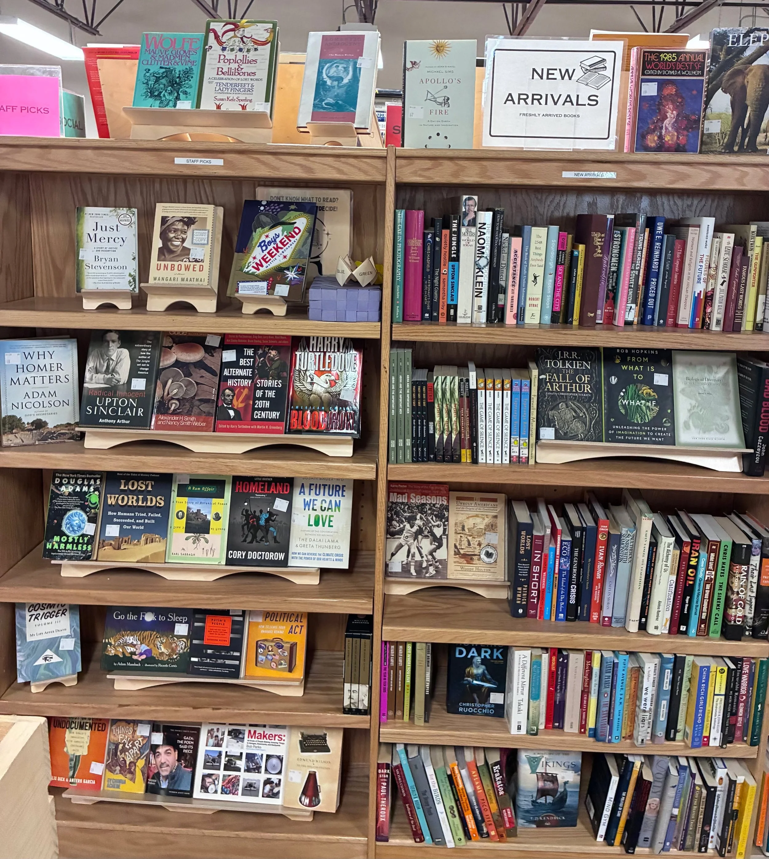 If you haven't been in for a few days, come take a gander at our New Arrivals and Staff Picks! New books appear at least every few days, so check in often!