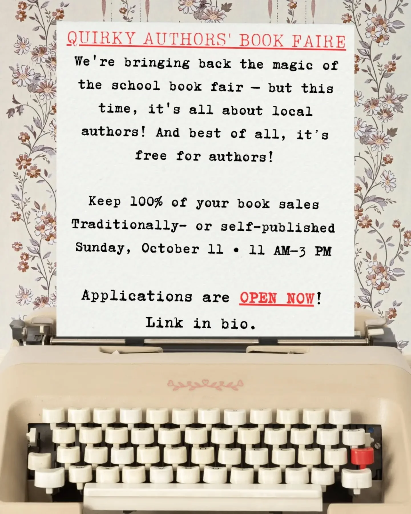 📚 LOCAL AUTHORS, THIS ONE'S FOR YOU! 📚

We're launching the Quirky Authors' Book Faire. We're hoping this will become a regular gathering for local authors to share their books, meet other writers and readers in Albuquerque, and be at an event wher