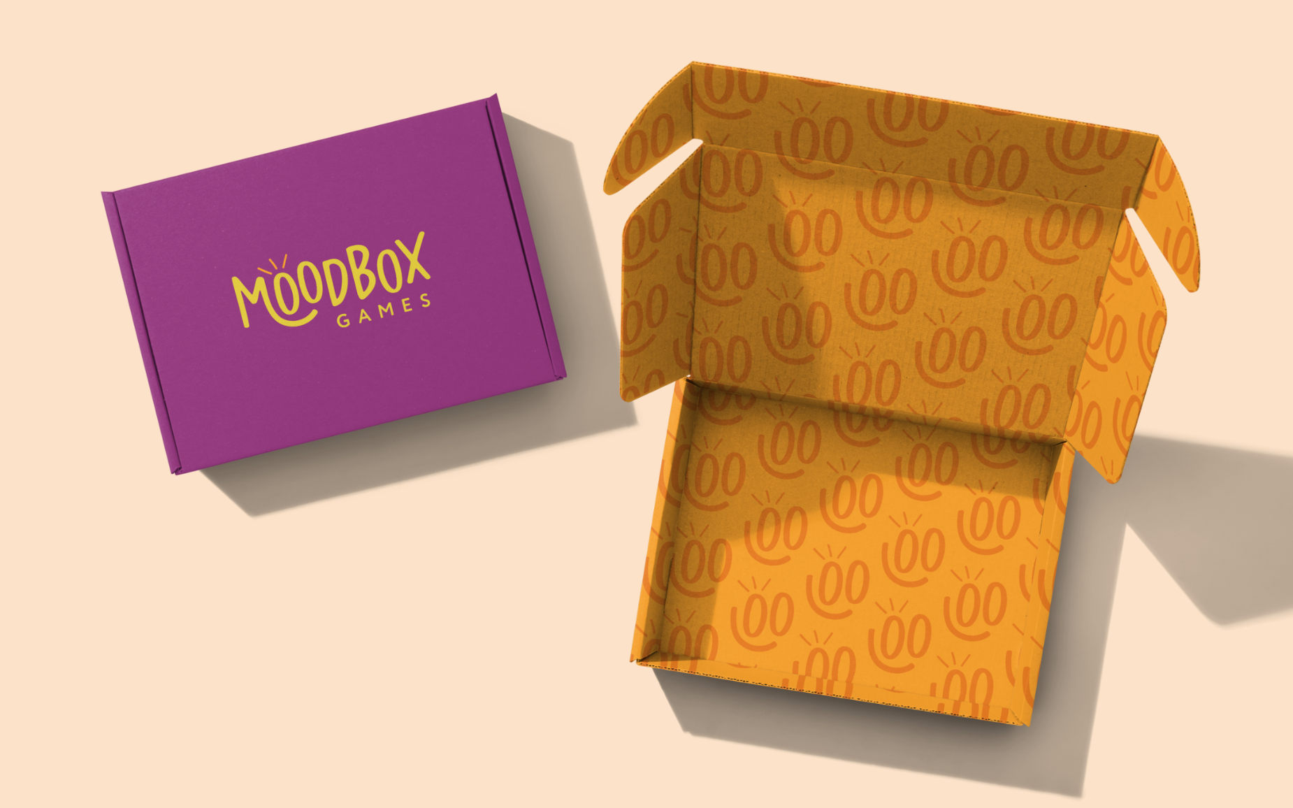 Packaging design by Allie Marie Design for Moodbox Games including branded box exterior and interior details