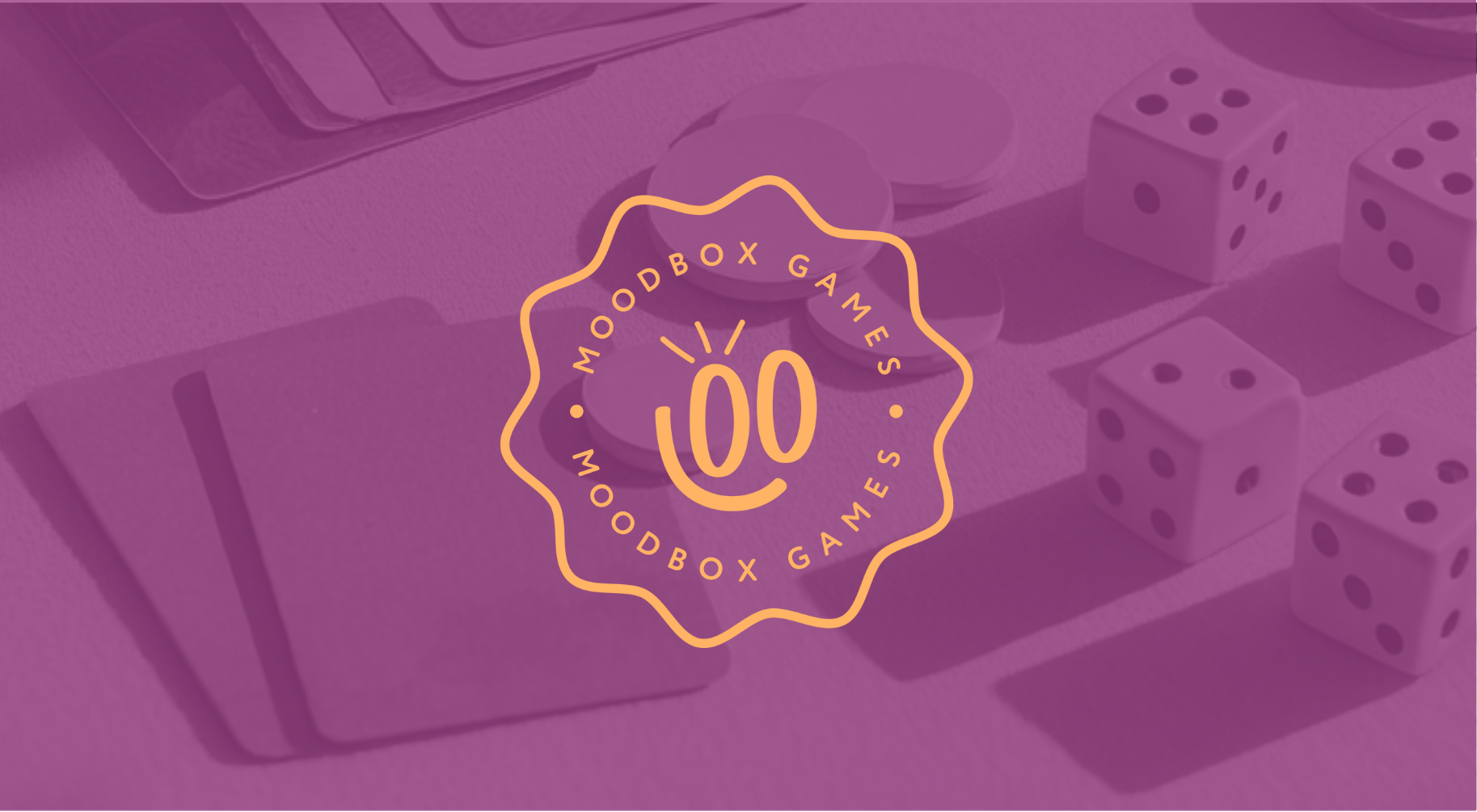 Custom logo badge and pattern design created by Allie Marie Design for the Moodbox Games brand identity