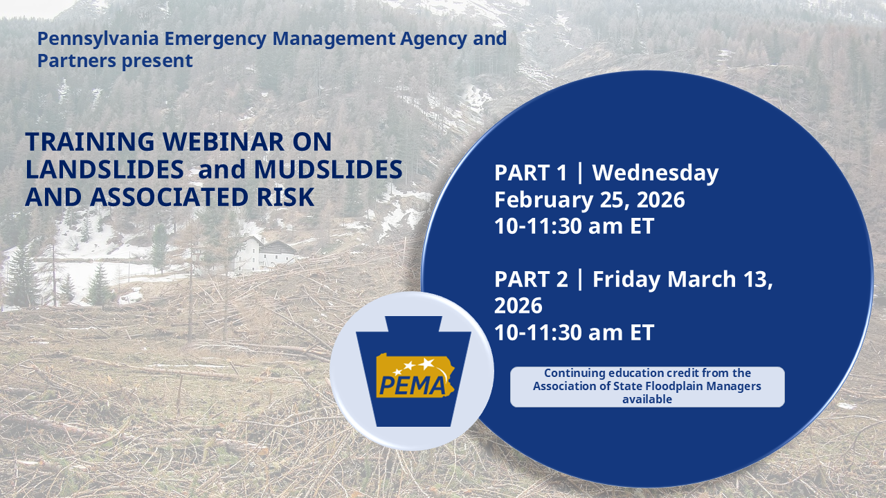 PEMA landslides webinar training: Tools and modeling