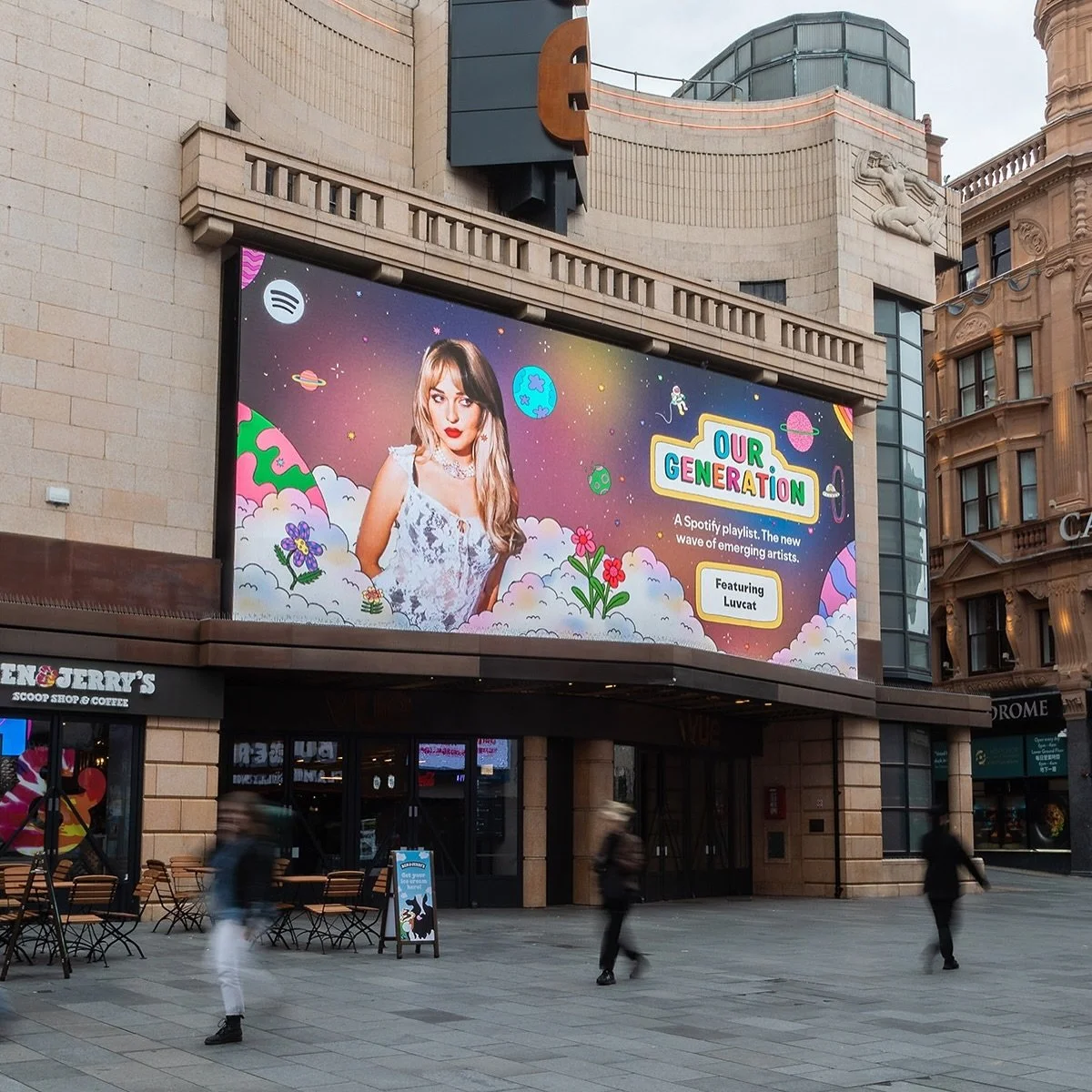Luvcat billboard in Leicester Square London and a Lorem cover courtesy of Spotify 
@luvcatband