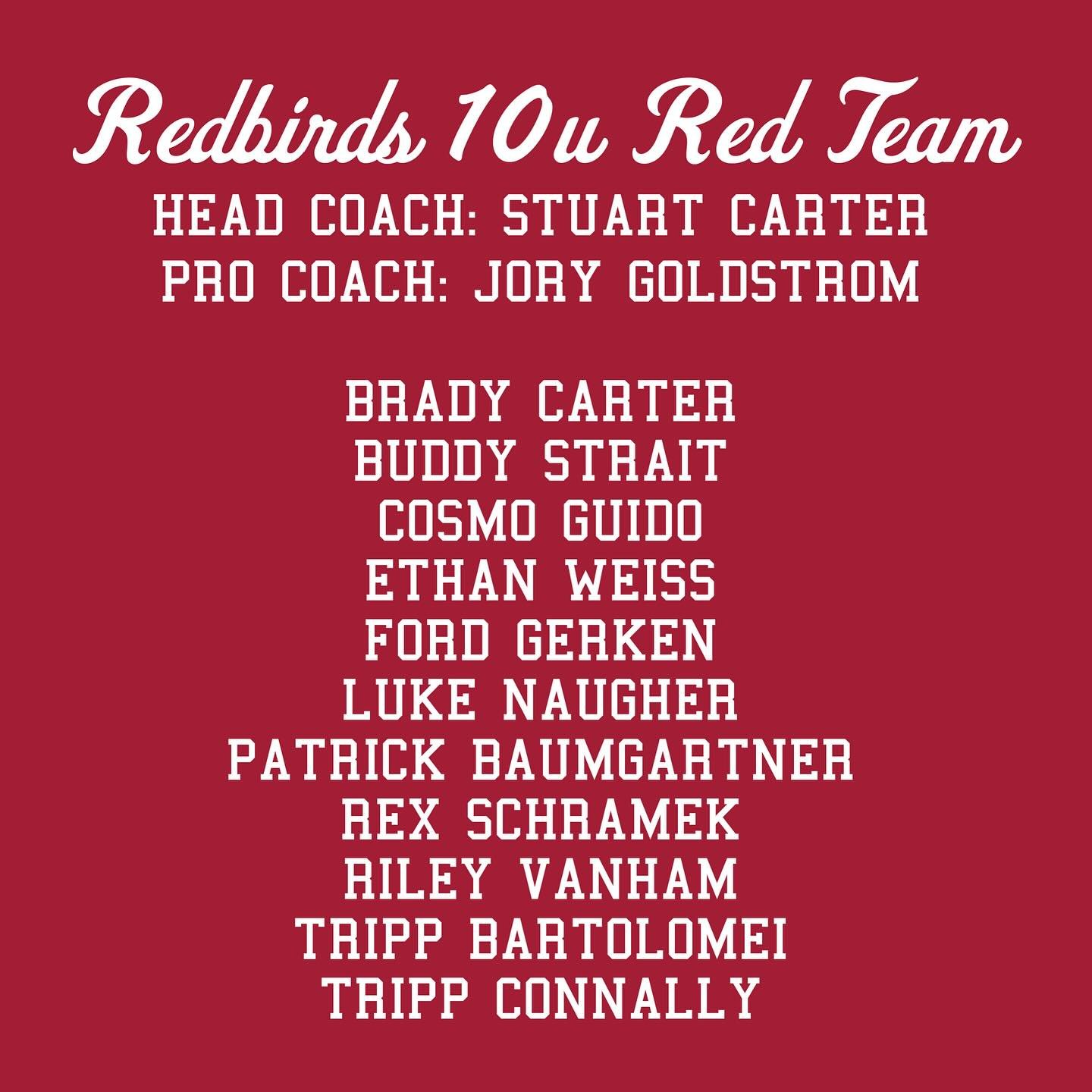 We are excited to announce our 10u (red) Redbirds team! More team announcements coming soon.