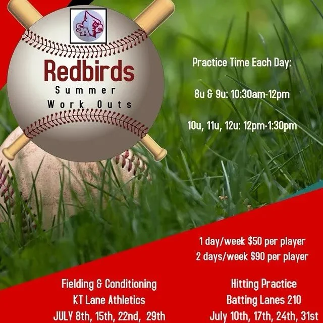 Coach Jory Goldstrom will be having a Redbirds summer training program every Tuesday and Thursday starting July 7th. You must be on the Redbirds Fall roster to be eligible to participate. This is completely optional and will not affect playing time o