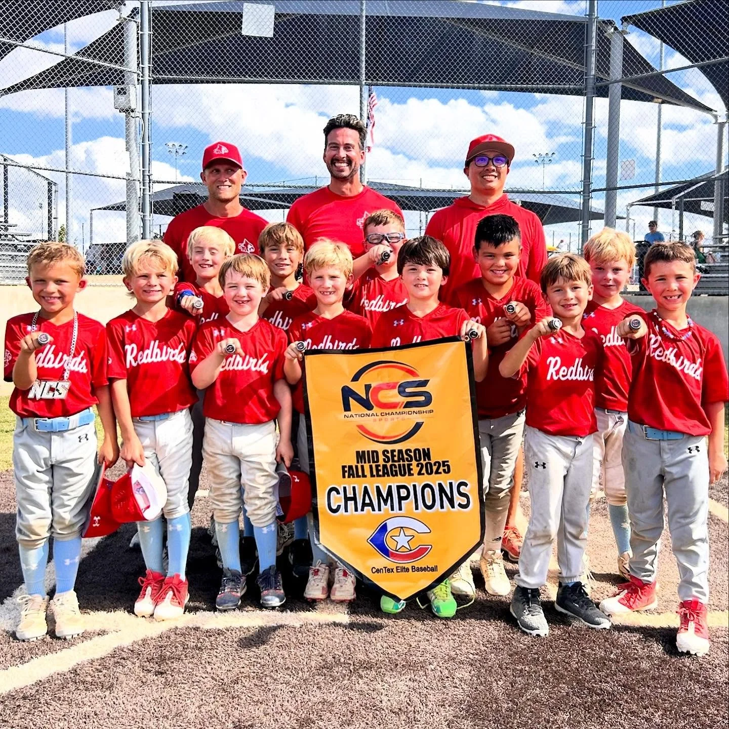 CONGRATULATIONS to the 8u Redbirds team - 2025 NCS Mid Season Tournament Champions! These little birds made us so proud today. GO REDBIRDS!