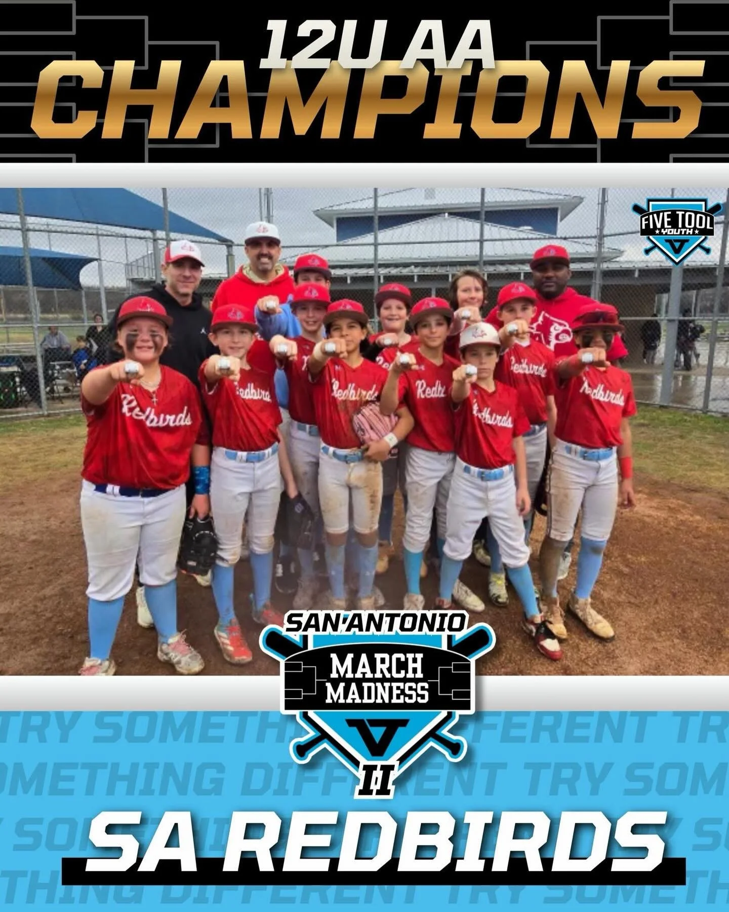 Congratulations to the 12u Redbirds team - champions in last weekend&rsquo;s Five Tool March Madness tournament! 💍⚾️🔥