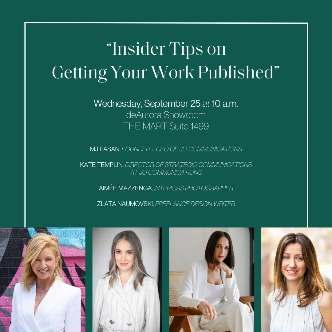 Taking a moment to brag about the women of our #DesignChicago2024 panel! We’re bringing together these four creative forces to share insider tips on how to get design projects placed in local and national publications — featuring the expe