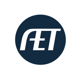 GET logo with white text inside a navy blue circle