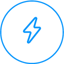 Blue lightning bolt icon inside a circle