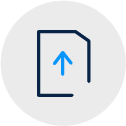 Upload icon with an arrow pointing upward inside a circle