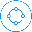Icon of a network connection or decentralized system with interconnected nodes