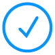 Blue circle with a check mark inside.