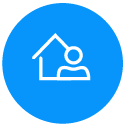 Icon of a house with a person relaxing in a pool or hot tub