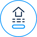 Outline of a smart home or house icon with Wi-Fi signal lines inside.