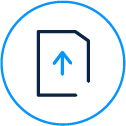 Upload icon with an upward arrow inside a circle.